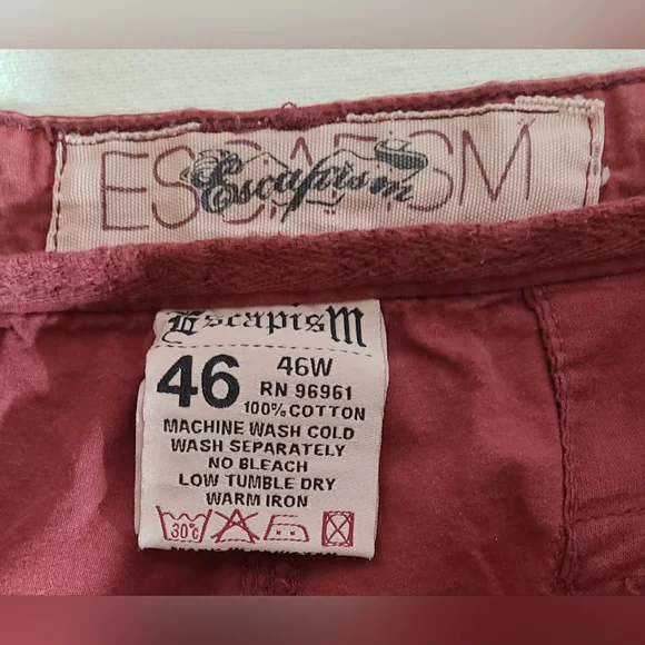 Escapism Men's Dark Red Cargo Shorts Relaxed Fit Knee-Length Sz 46 EUC - Picture 5 of 5